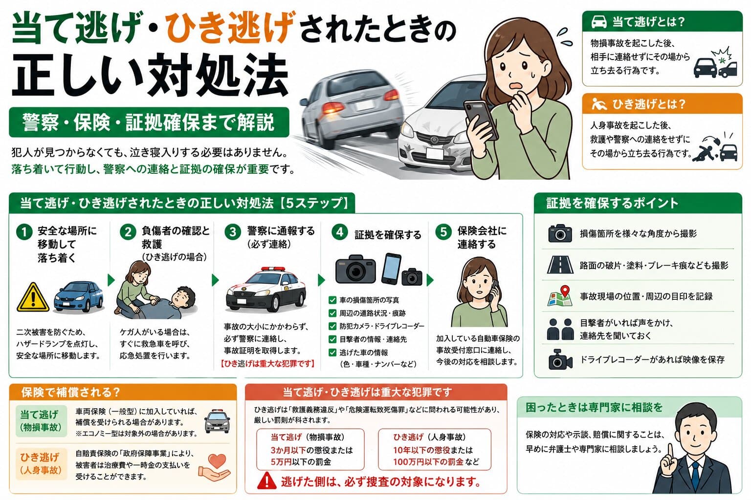 当て逃げ・ひき逃げされたときの正しい対処法｜警察への届け出・保険・補償制度まで徹底解説