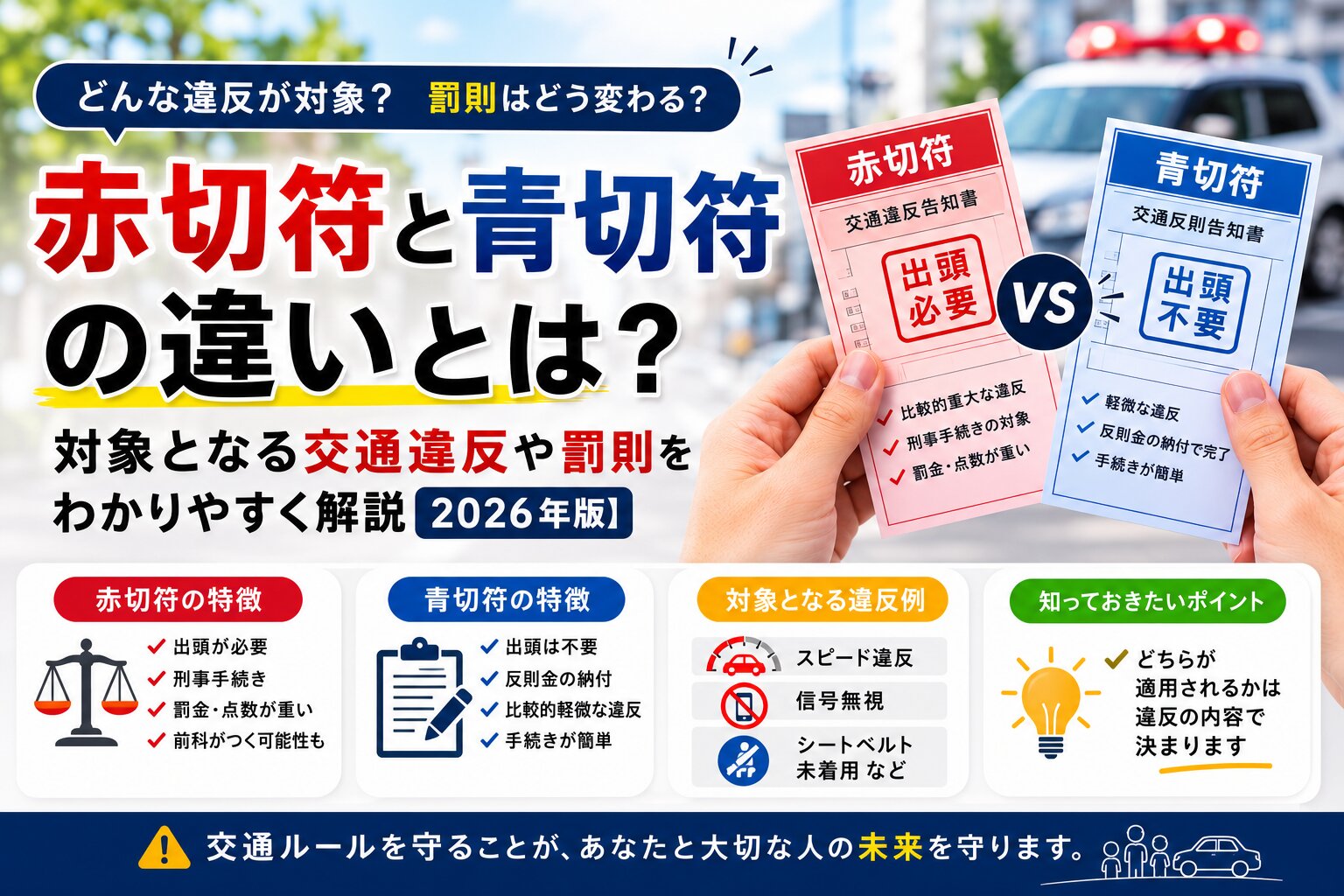 赤切符と青切符の違いとは？対象となる交通違反や罰則をわかりやすく解説【2026年版】