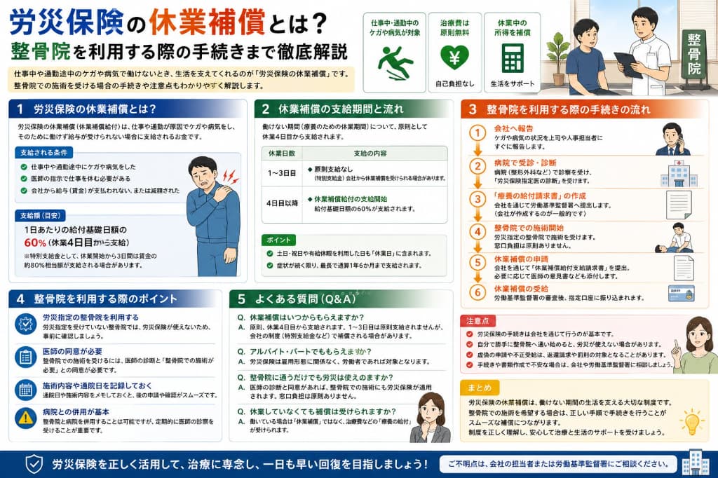 労災の休業補償はいくらもらえる？支給条件・計算方法・待期3日・申請方法を解説
