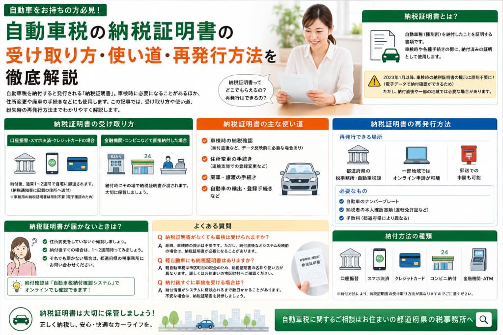 自動車税の納税証明書の受け取り方・使い道・再発行方法を徹底解説