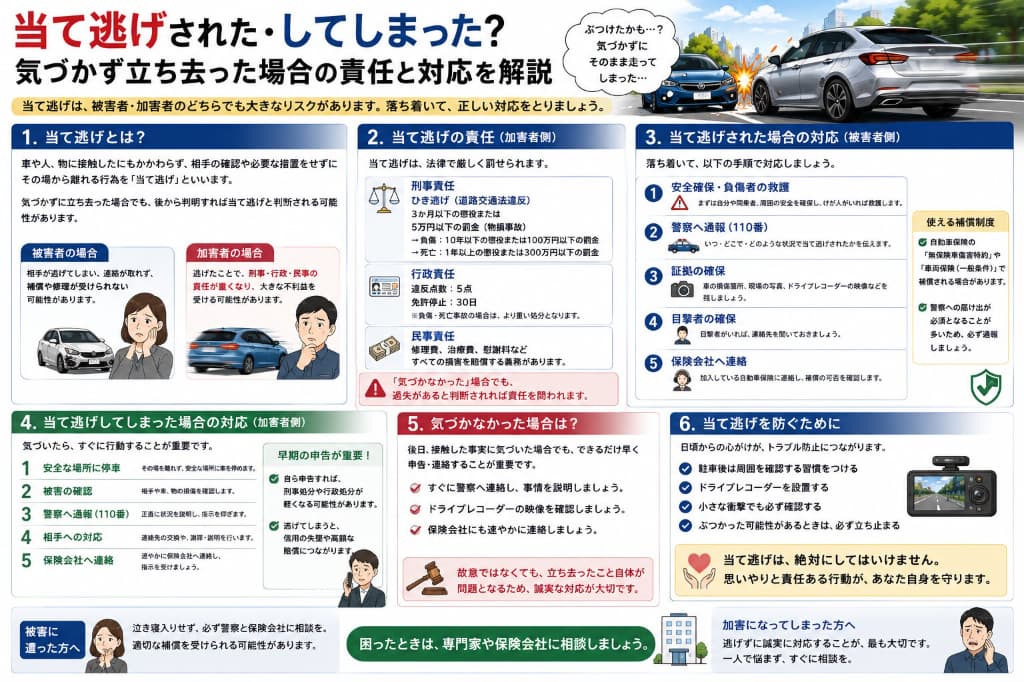 当て逃げされたらどうする？気づかず立ち去った場合の対応・警察への届出・保険を解説