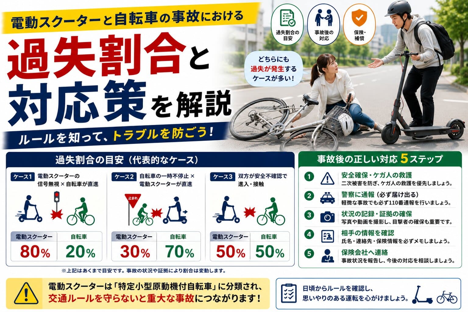 電動スクーターと自転車の事故における過失割合と対応策を解説
