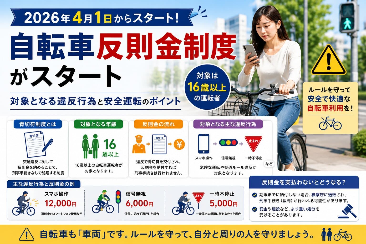 自転車反則金制度（青切符）とは？対象となる違反行為や反則金をわかりやすく解説【2026年版】