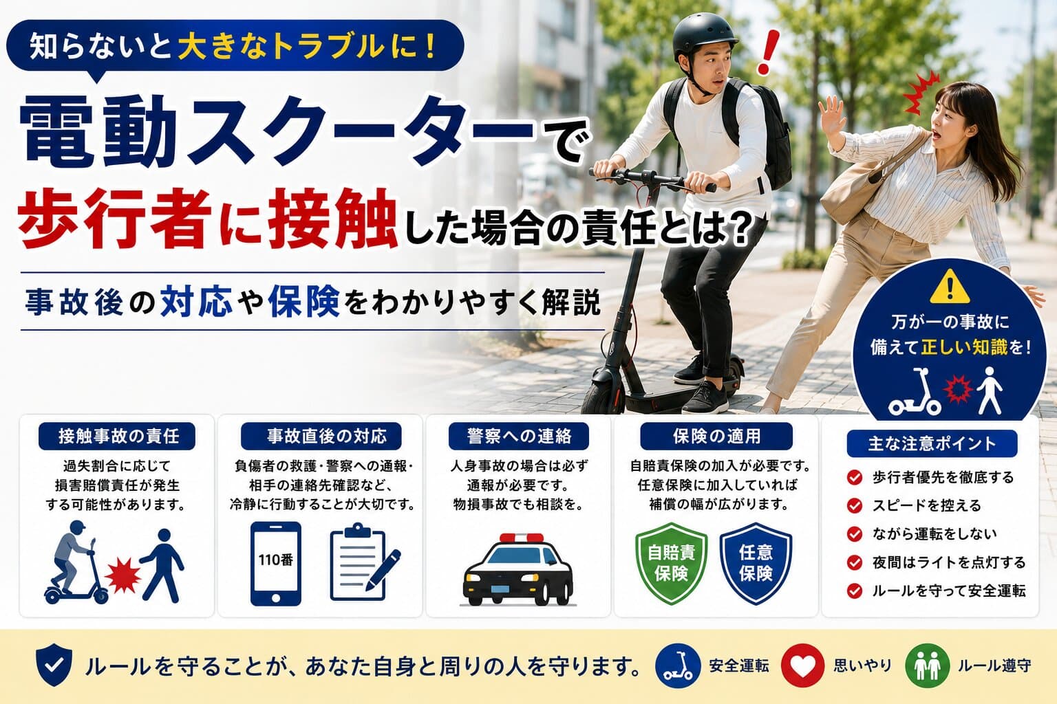 電動スクーターで歩行者に接触した場合の責任とは？事故後の対応や保険をわかりやすく解説【2026年版】
