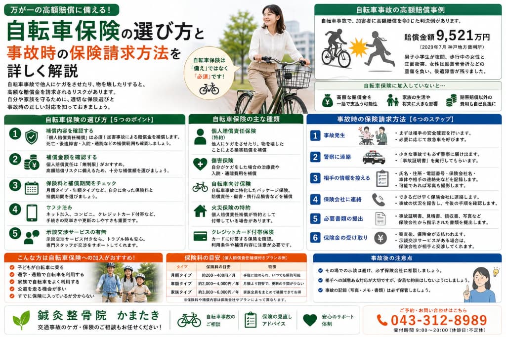 自転車保険とは？千葉県では加入義務！補償内容・選び方・事故後の保険請求まで解説