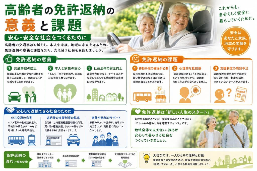 運転免許の自主返納とは？何歳から？手続き・運転経歴証明書・返納後の生活を解説