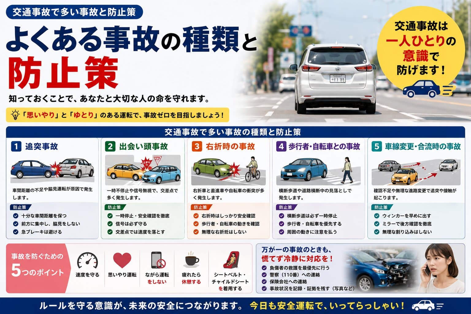 よくある交通事故の種類と防止策｜バック・出会い頭・追突・右左折事故を解説